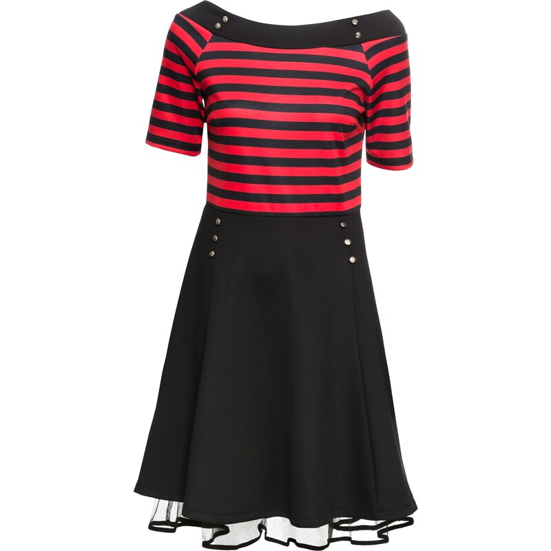 RAINBOW Kleid mit Streifen 3/4 Arm in schwarz für Damen von bonprix
