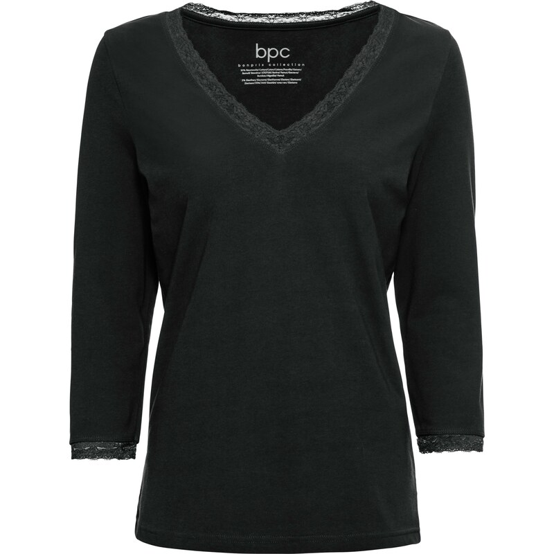 bpc bonprix collection Schlafshirt mit 3/4-Ärmel 3/4 Arm in schwarz für Damen von bonprix