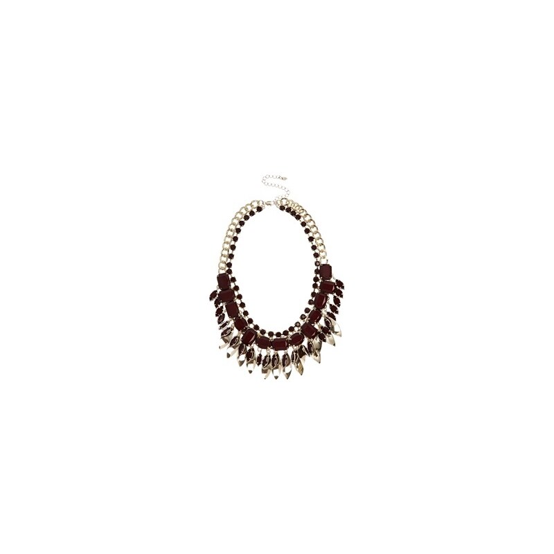 Oasis - Halskette mit mehreren Steinen und Blattanhängern - Rot