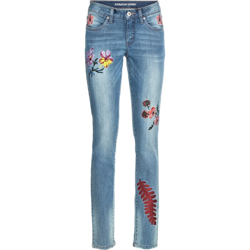 RAINBOW Skinny Jeans mit Patches in blau für Damen von bonprix