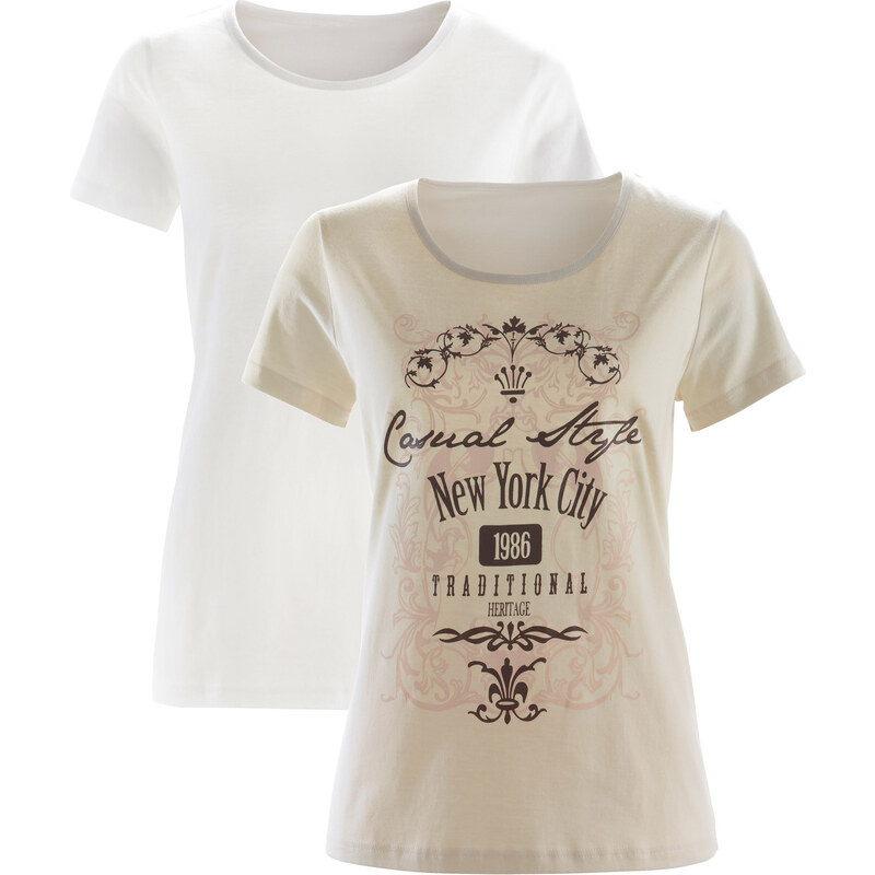 bpc bonprix collection Shirt (2er-Pack) kurzer Arm in weiß für Damen von bonprix
