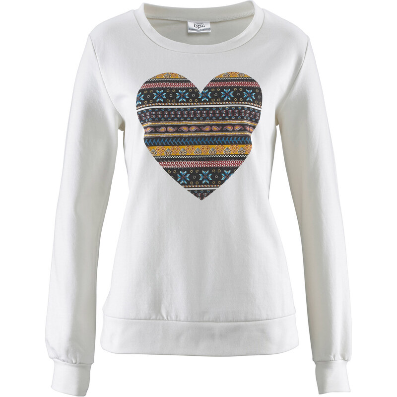 bpc bonprix collection Sweatshirt langarm figurbetont in weiß (Rundhals) für Damen von bonprix