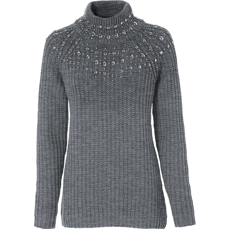 BODYFLIRT Pullover figurbetont in grau für Damen von bonprix