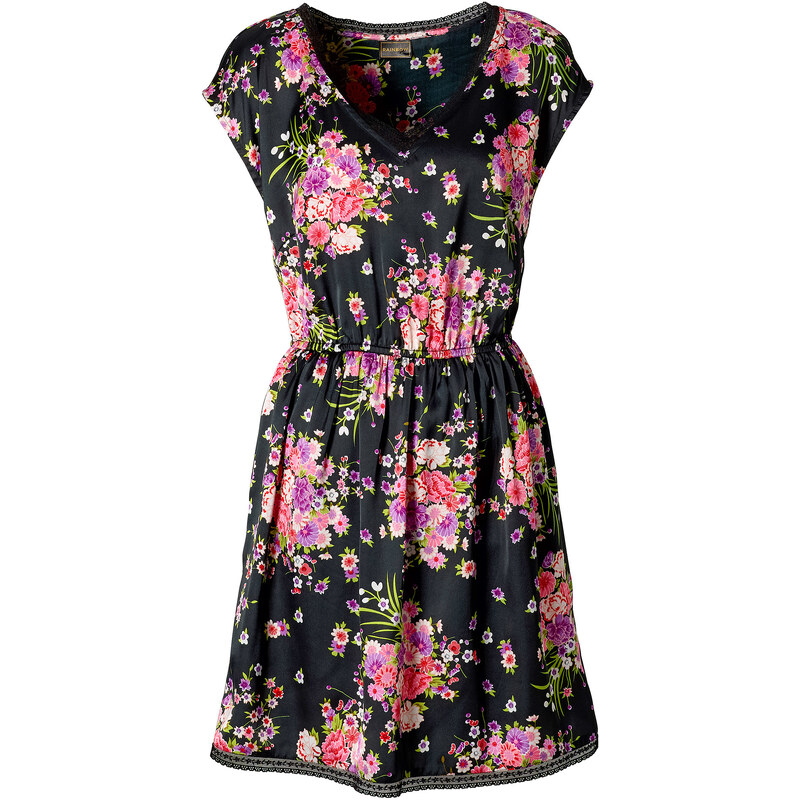 RAINBOW Kleid mit Spitze/Sommerkleid kurzer Arm in schwarz von bonprix