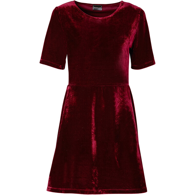 RAINBOW Samt Kleid/Sommerkleid 3/4 Arm in rot von bonprix