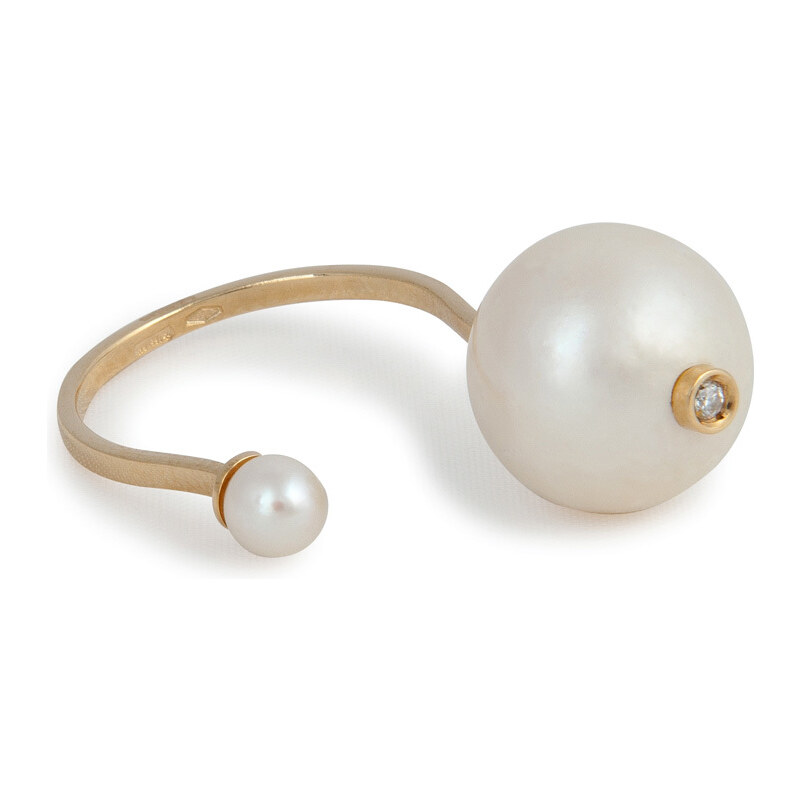 Delfina Delettrez 18kt Yellow Gold Piercing Ring with Pearls