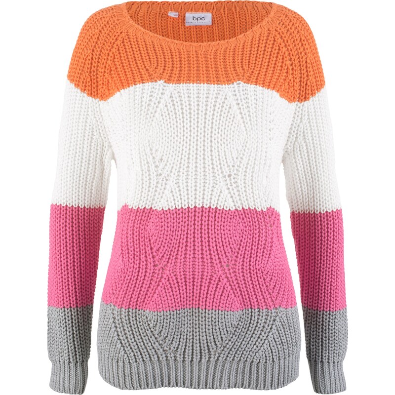 bpc bonprix collection Pullover, gestreift langarm in pink für Damen von bonprix