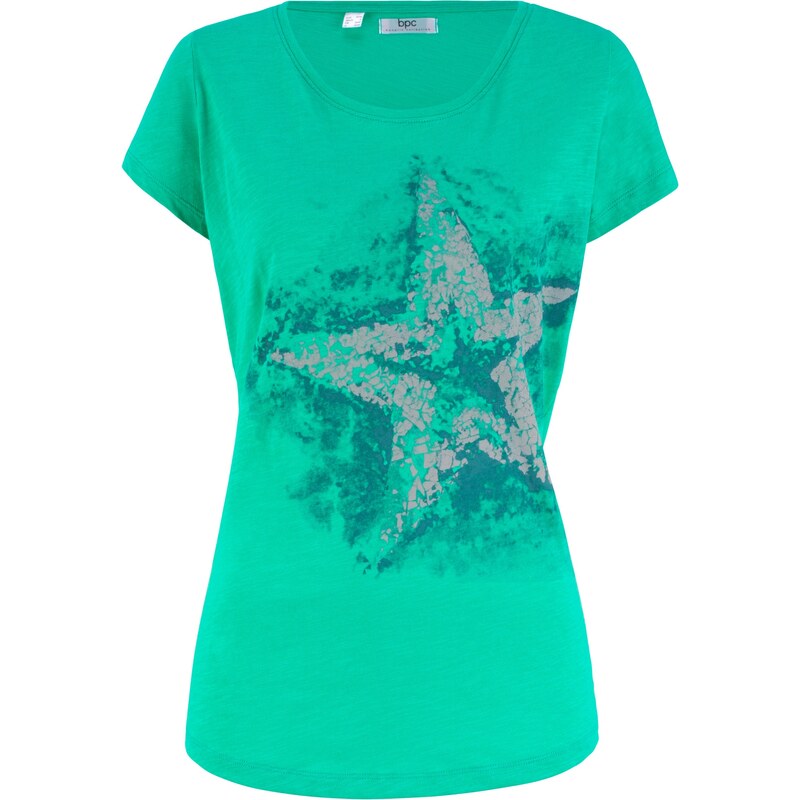 bpc bonprix collection Flammgarn-Shirt mit kurzen Ärmeln kurzer Arm in grün für Damen von bonprix