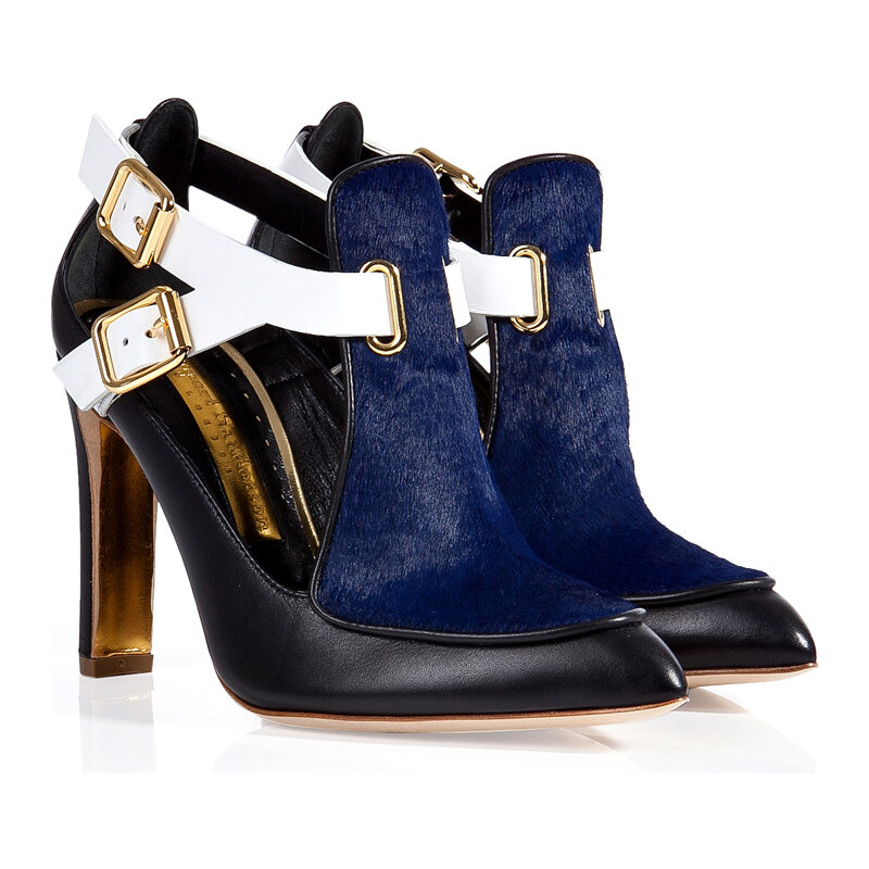 Rupert Sanderson Leather/Haircalf Colorblock Ankle Boots