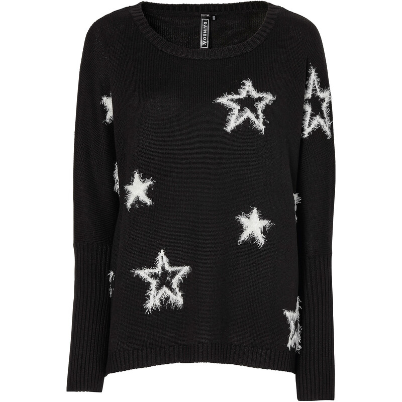 RAINBOW Strickpullover mit Sternen in schwarz für Damen von bonprix