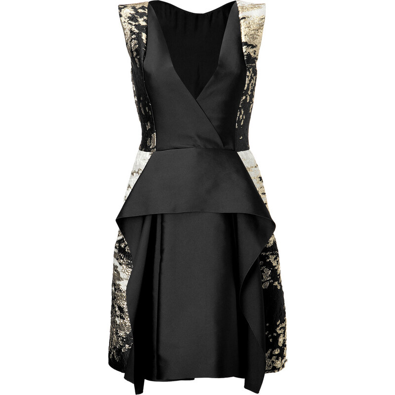 Alberta Ferretti Ruffle Front Dress with Metallic Print
