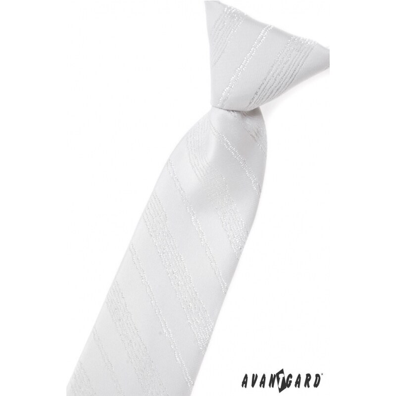 Avantgard Weiße Kinder Krawatte mit silbernem Muster