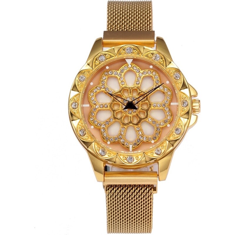 IZMAEL Magnetische Uhr Flowers - Golden KP5071