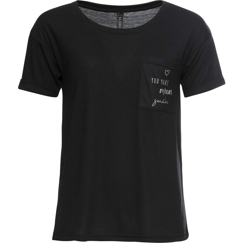RAINBOW Shirt mit Tasche kurzer Arm in schwarz für Damen von bonprix