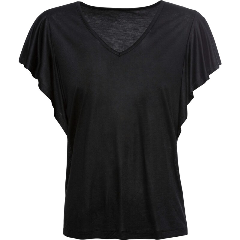 BODYFLIRT Shirt kurzer Arm schwarz (V-Ausschnitt) Damen bonprix