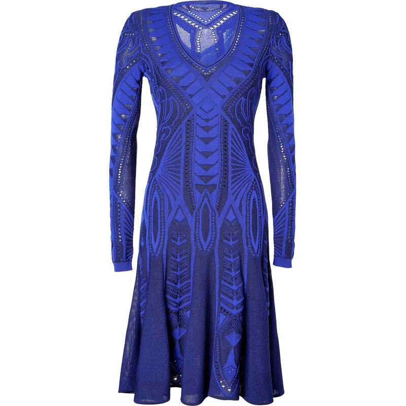 Roberto Cavalli Knit Dress in Blue/Black