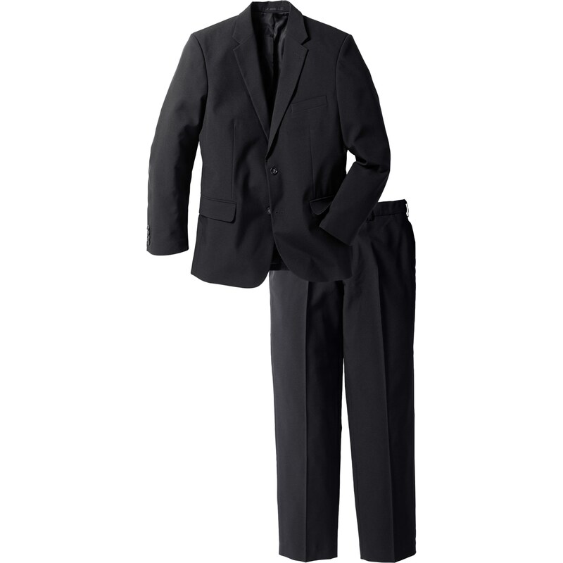 Anzug (2-tlg. Set): Sakko und Hose langarm schwarz Herren bonprix