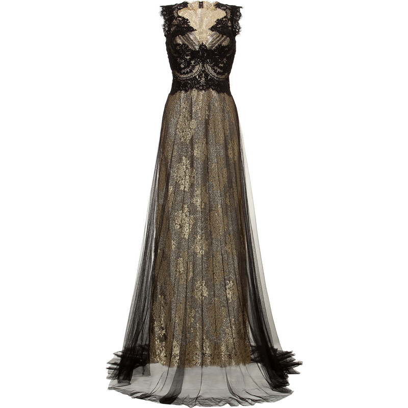 Marchesa Metallic Lace Gown