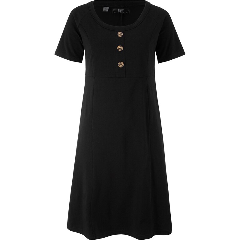 bpc bonprix collection Jerseykleid in Patchwork-Optik, Kurzarm in schwarz für Damen von bonprix