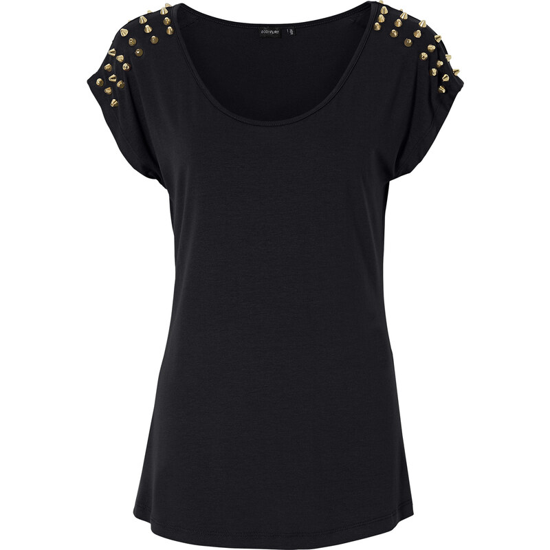 BODYFLIRT Shirt figurbetont in schwarz (Rundhals) für Damen von bonprix
