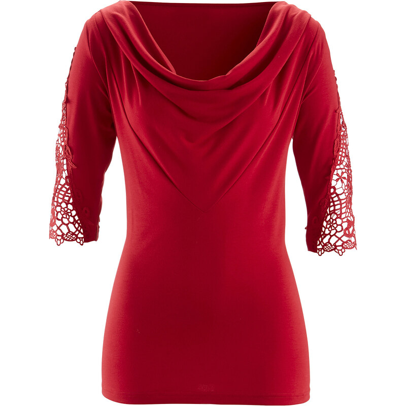 bpc selection Spitzenshirt, 3/4 Arm in rot für Damen von bonprix