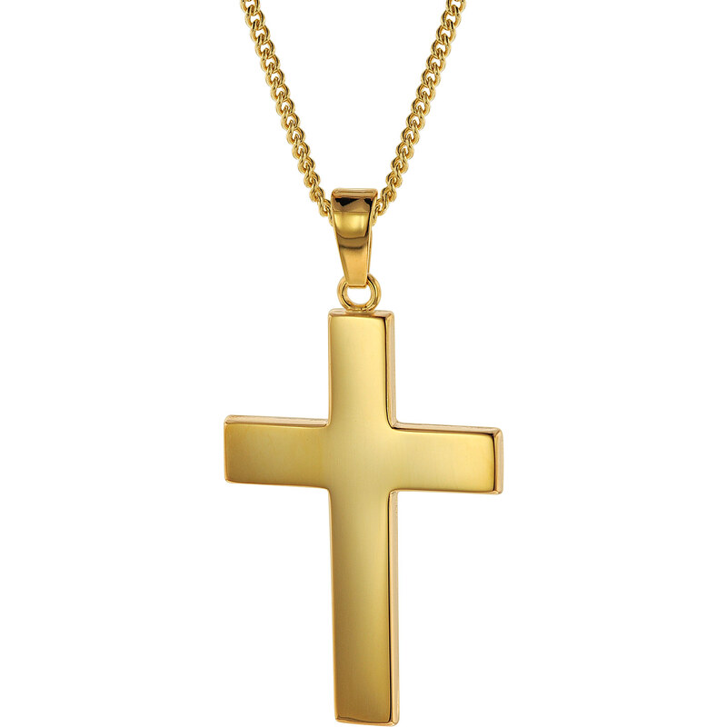 trendor Kreuz für Männer 27 mm Gold 333 / 8K mit plattierter Halskette 75433-50, 50 cm