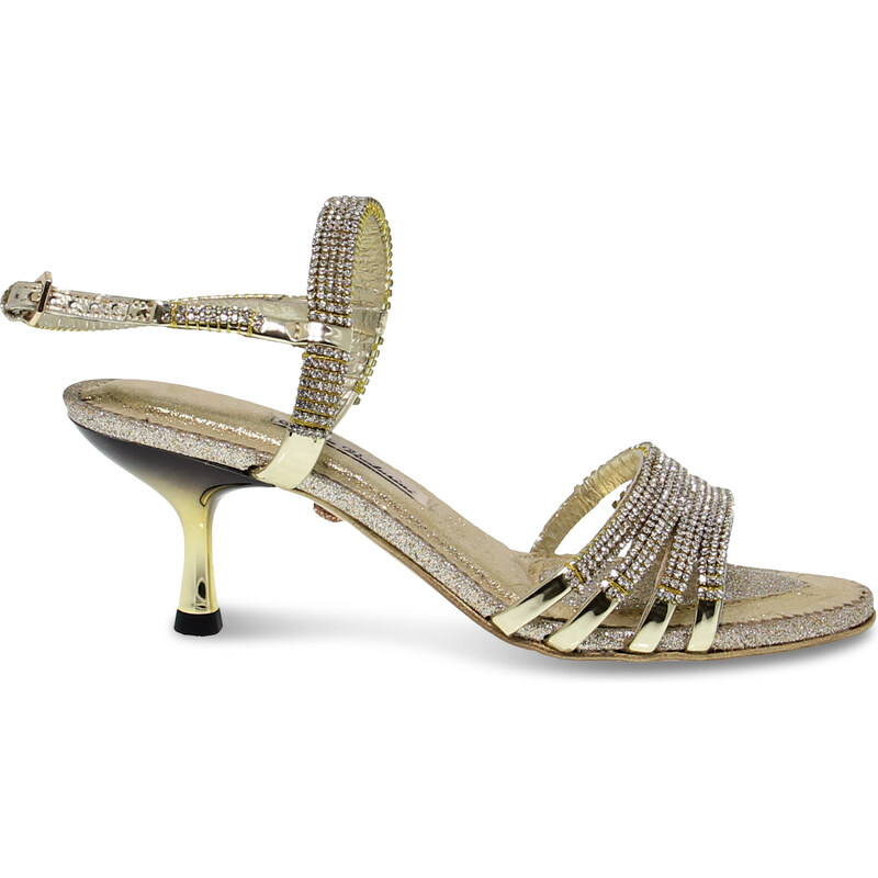 Sandalen mit Absatz Alberto Venturini GIOIELLO aus Kristall Gold