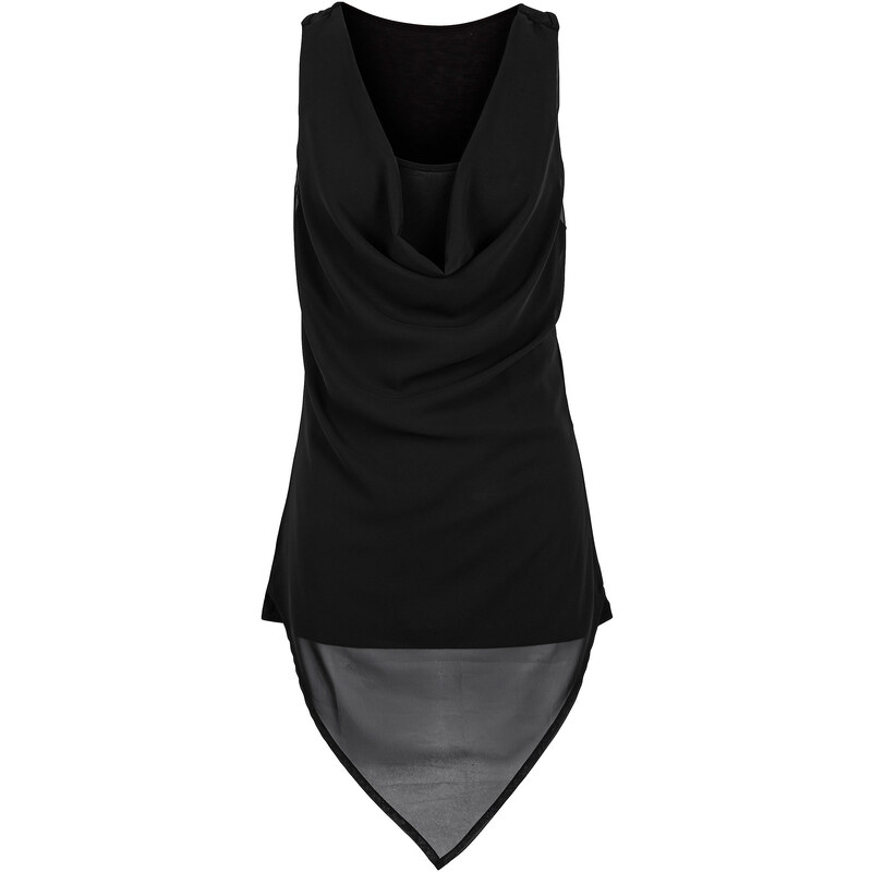 RAINBOW Bluse ohne Ärmel in schwarz (Wasserfall-Ausschnitt) von bonprix