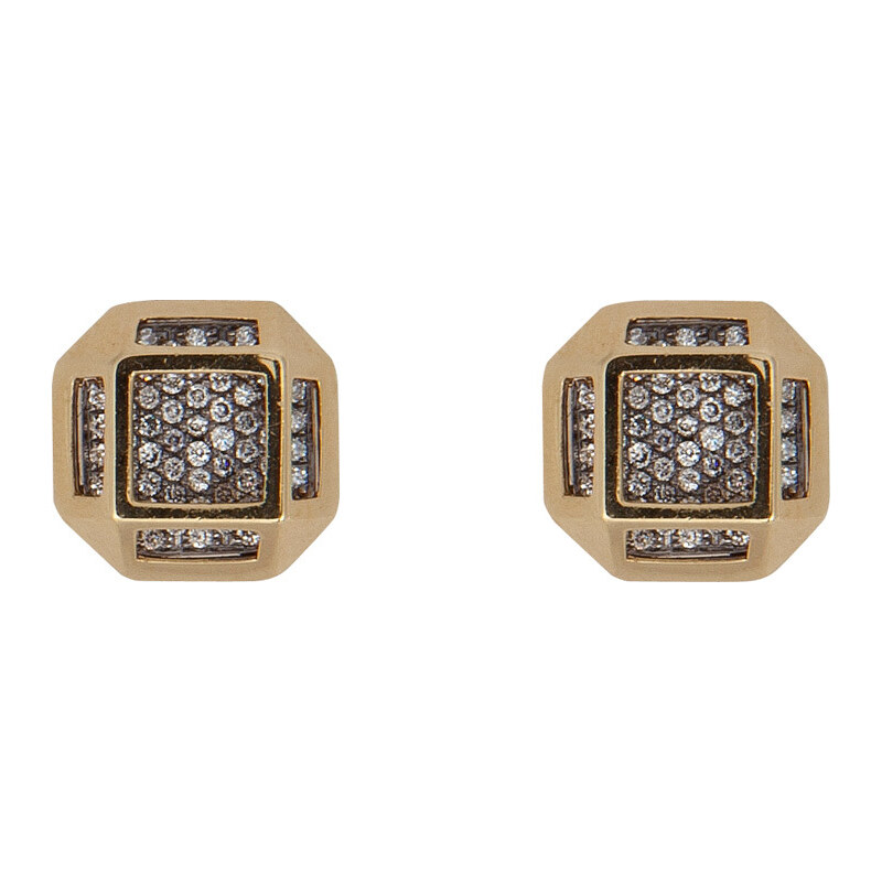 Noor Fares 18kt Gold Cube Cage Earrings with Diamonds