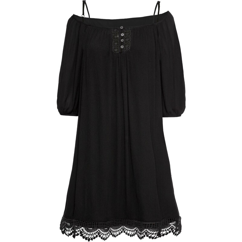 BODYFLIRT Carmen-Kleid mit Spitze schwarz Damen bonprix
