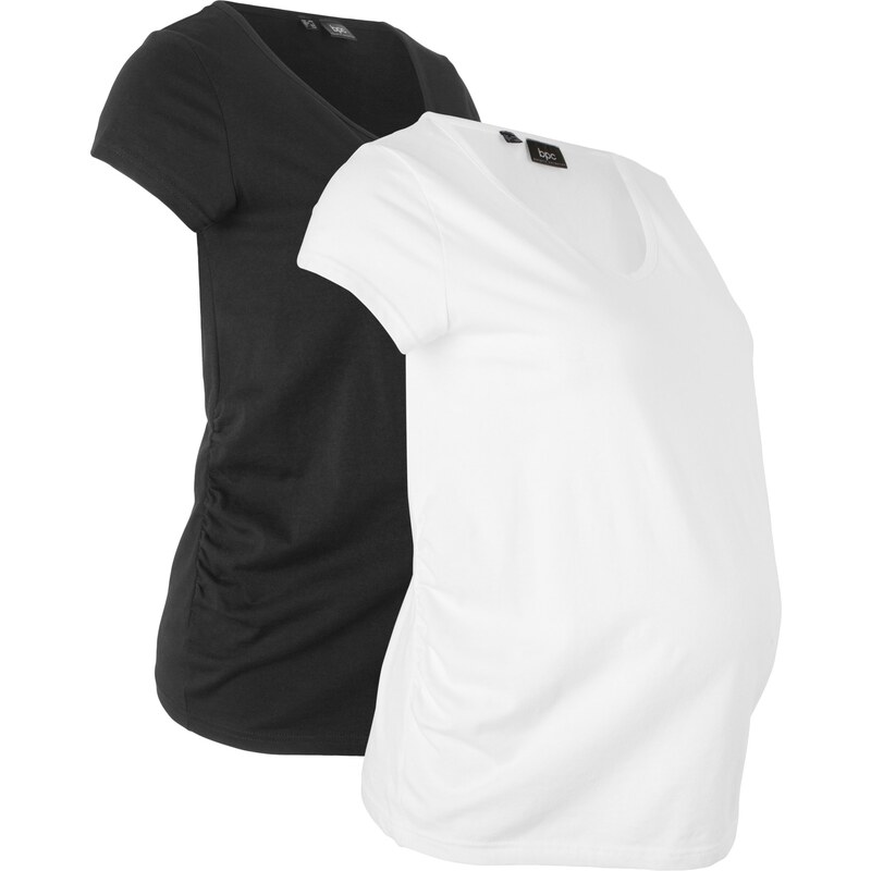 bpc bonprix collection Basic Umstandsshirts, 2er Pack kurzer Arm schwarz Damen bonprix