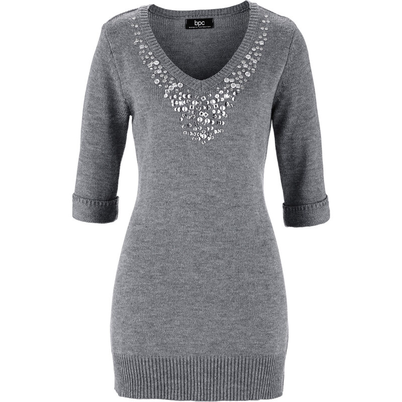 bpc bonprix collection Long-Pullover mit 1/2-Arm in grau für Damen von bonprix