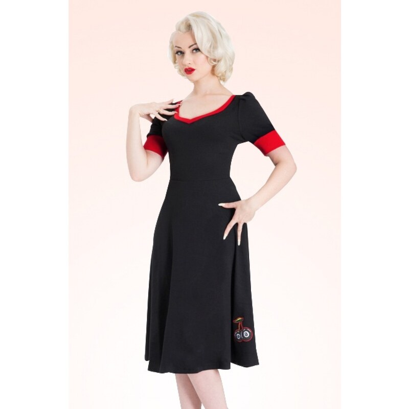 Vixen 50s Cherry Swing Dress Black