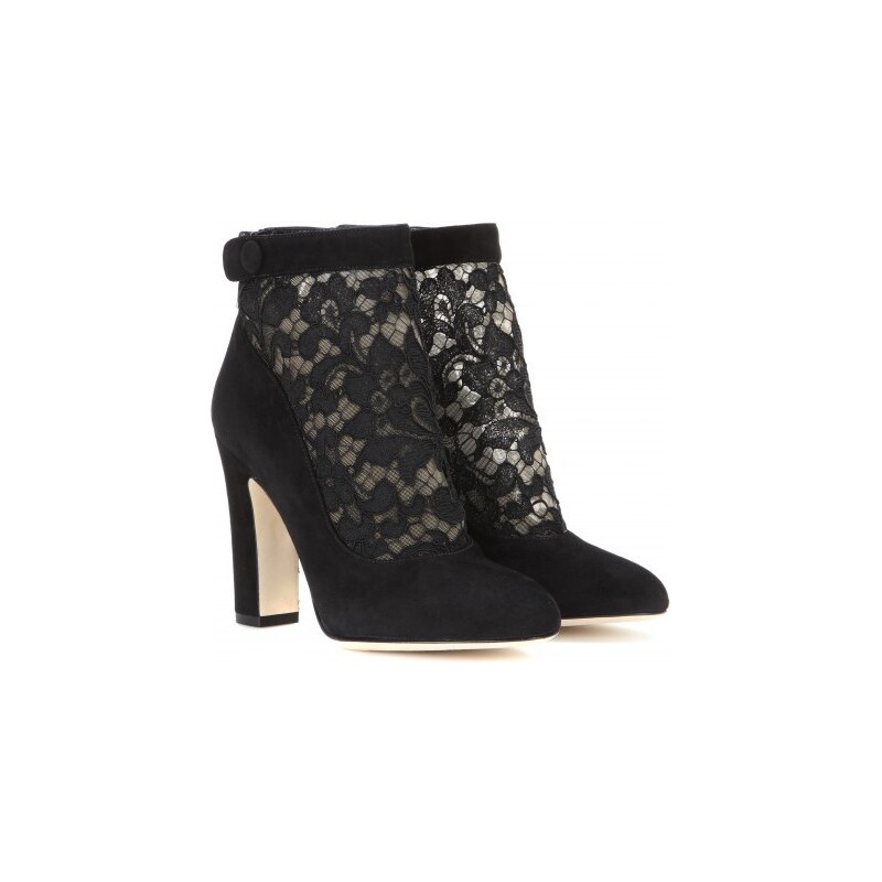 Dolce & Gabbana Vally Suede And Lace Ankle Boots