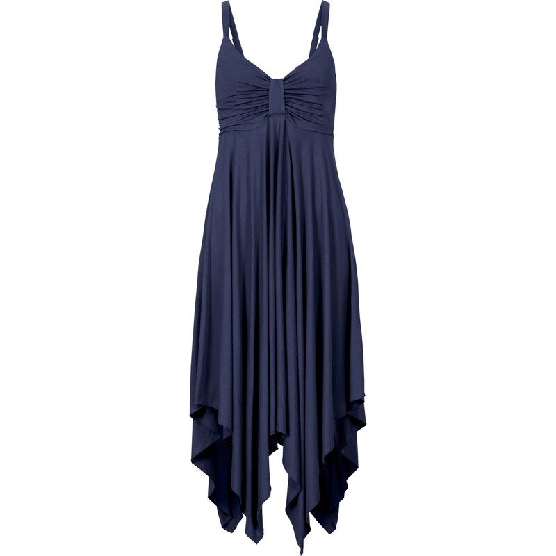 Jerseykleid mit asymmetrischem Saum ohne Ärmel blau Damen bonprix