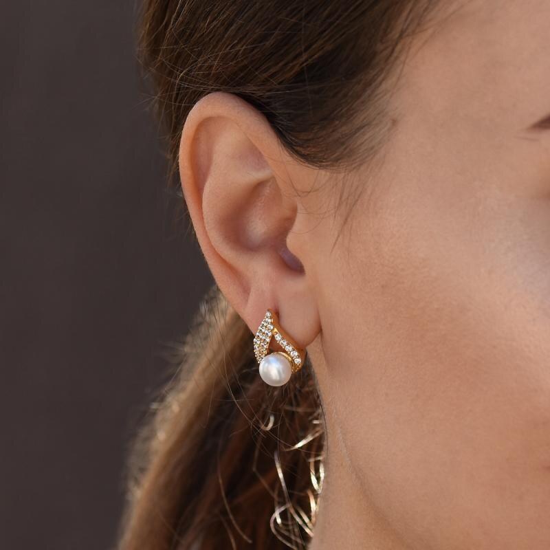 Eppi Silberne Ohrringe mit Perlen und Zirkonia Zona
