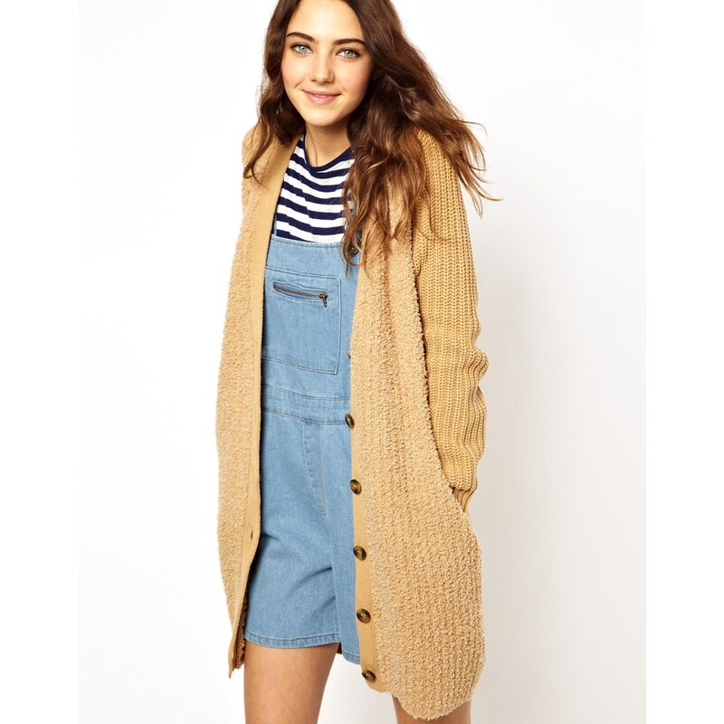 ASOS Longline Cardigan With Faux Fur Front