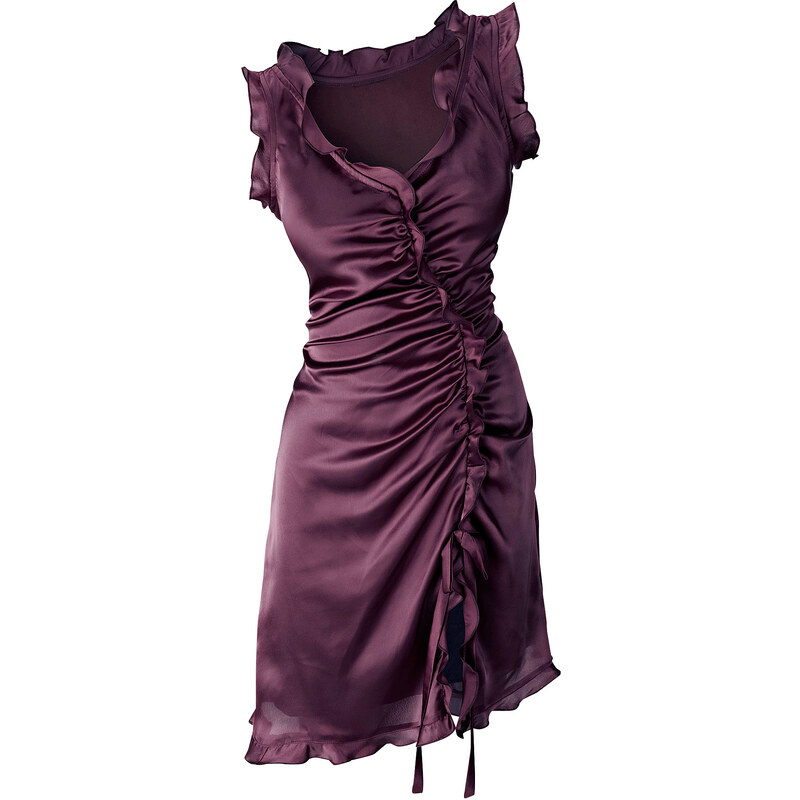 BODYFLIRT Satin-Kleid ohne Ärmel in lila von bonprix