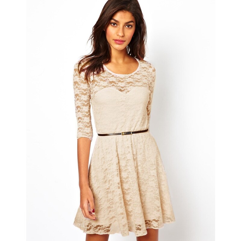 ASOS Skater Dress in Lace With 3/4 Length Sleeves