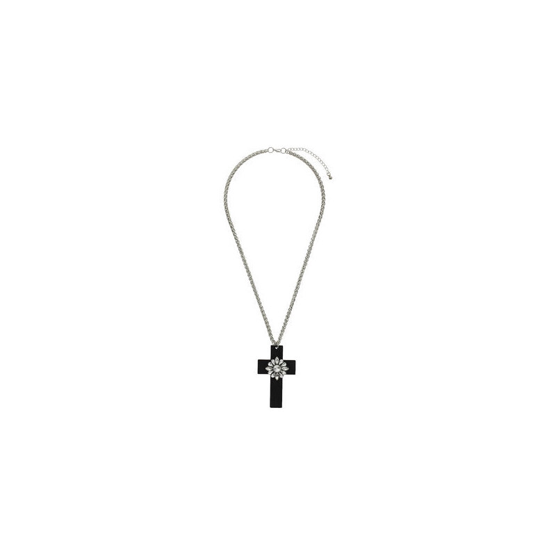 Topshop Halskette mit strassbesetztem Kreuz - Transparent