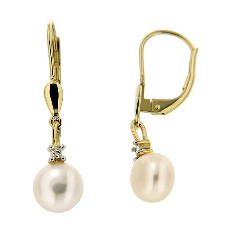 Vivance Jewels Ohrschmuck: Paar Ohrhänger "basic" mit Perle und Diamanten