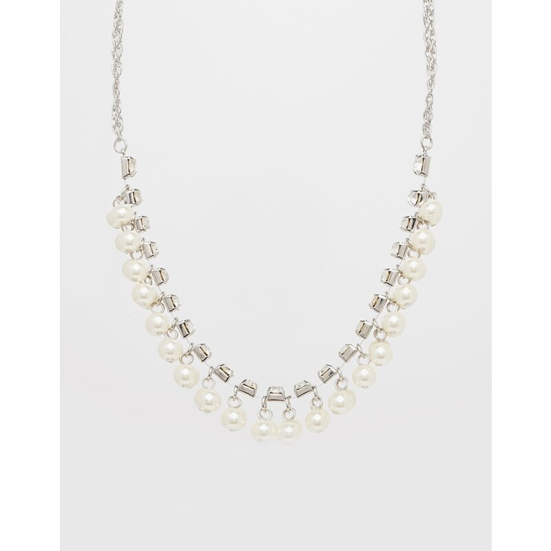 Pieces - Mopana - Cluster-Halskette mit Perlen - Silber