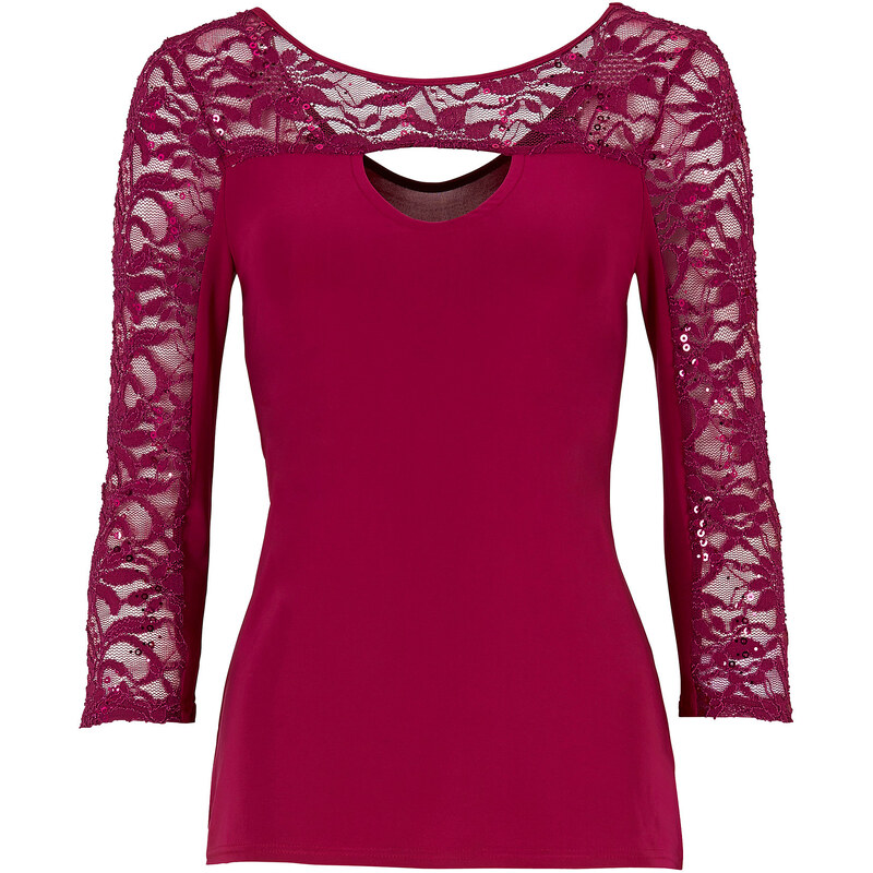 BODYFLIRT Shirt 3/4 Arm in pink (Rundhals) für Damen von bonprix