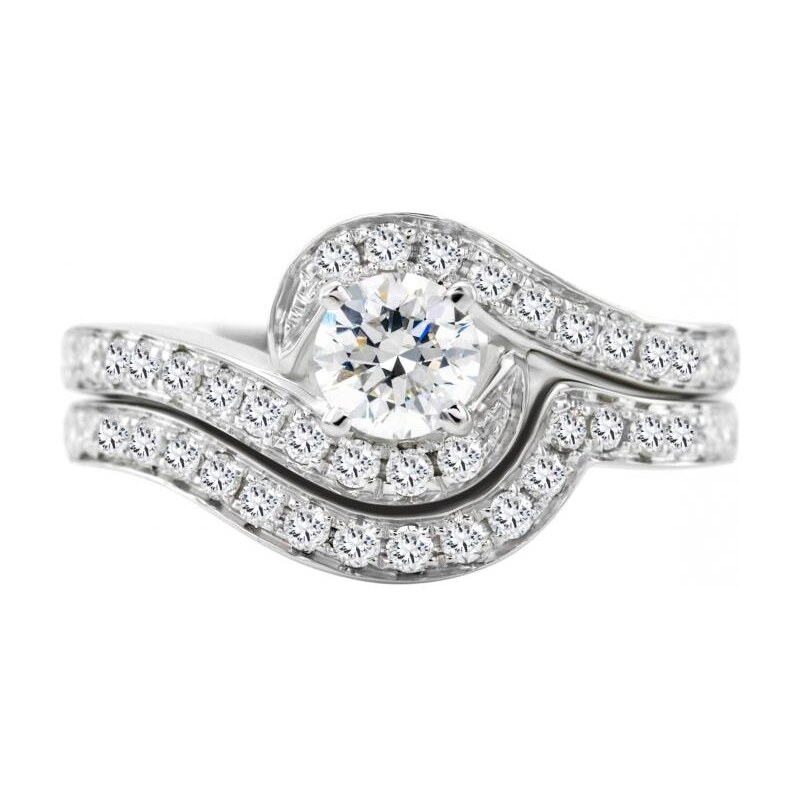 Eppi Elegantes Set von Verlobungsring und Ehering mit Diamanten Dyani