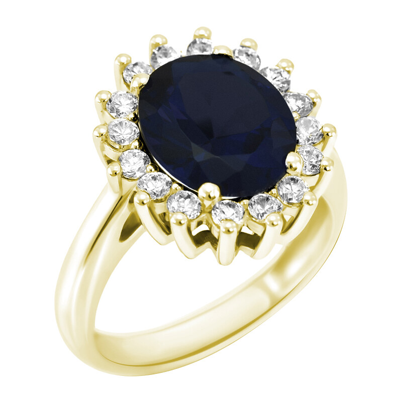 Eppi Goldener Ring mit blauem Saphir und Diamanten Tubiah