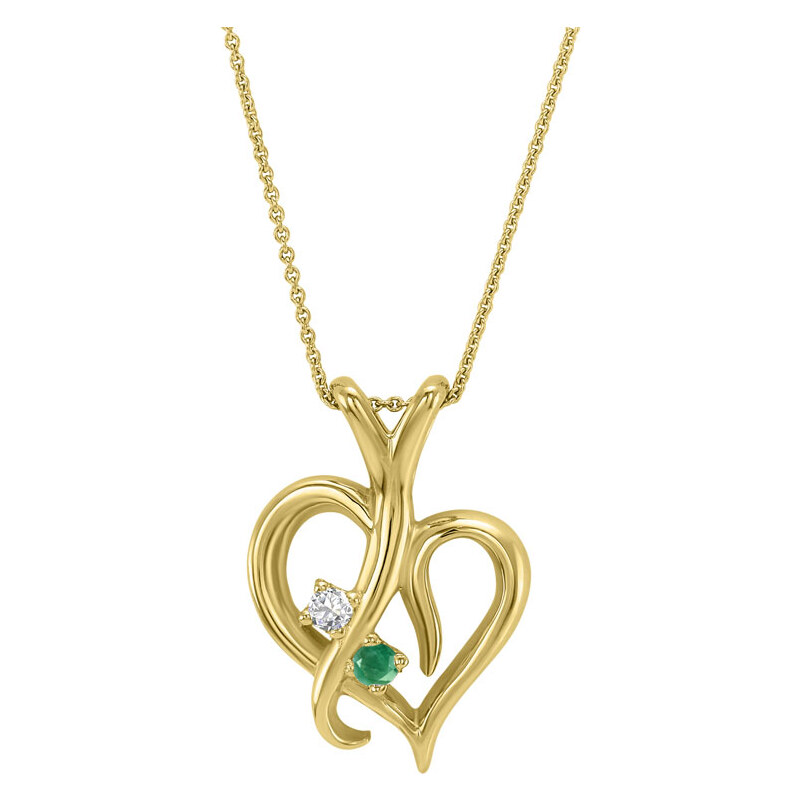 Eppi Silberner Anhänger in Herzform mit einem Smaragd und Diamanten Lynelle