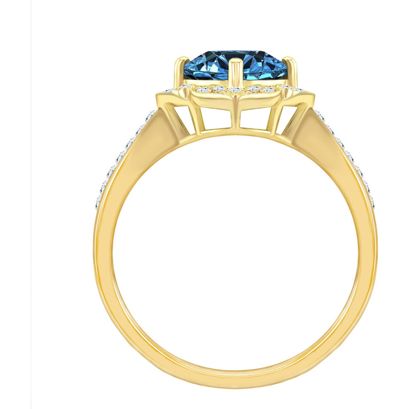 Eppi Goldener Vintagering mit blauem Topas und Diamanten Antonella