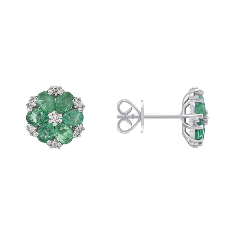 Eppi Blumen Ohrringe mit Diamanten und Smaragden Shadi