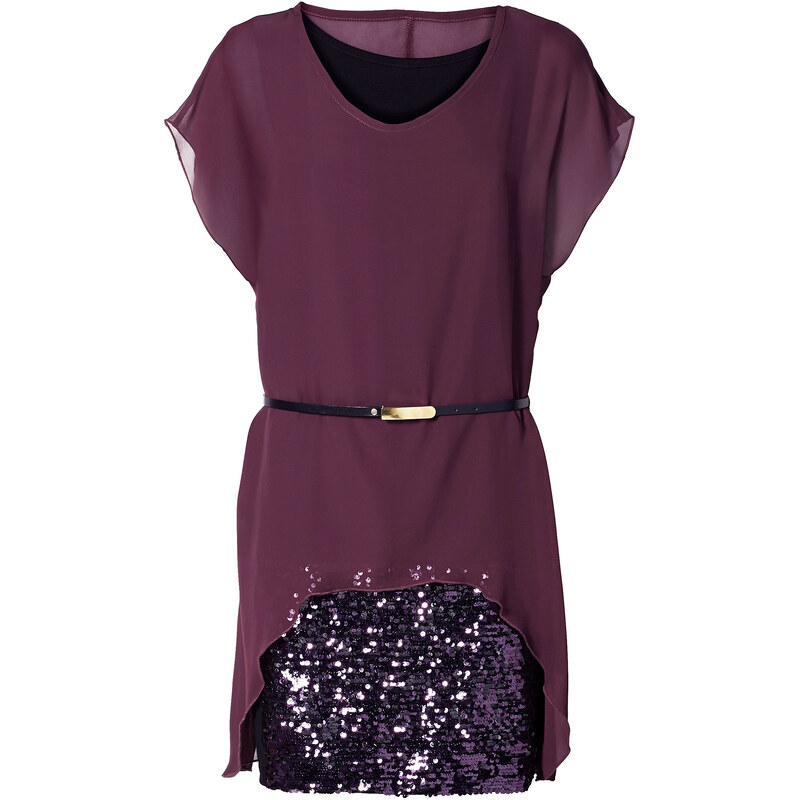 RAINBOW Shirtkleid/Sommerkleid kurzer Arm in lila (Rundhals) von bonprix