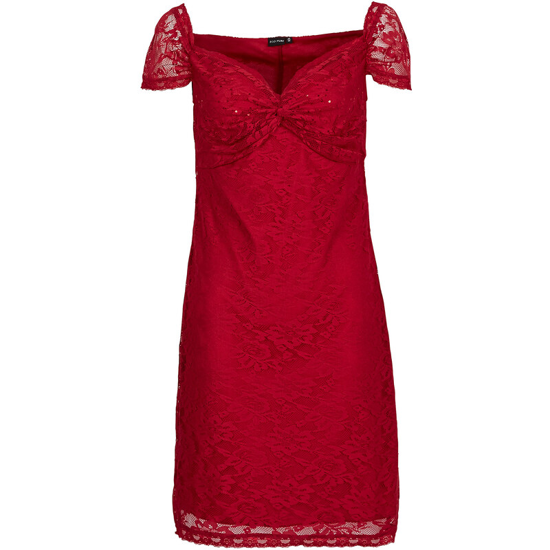 BODYFLIRT Spitzenkleid/Sommerkleid kurzer Arm in rot von bonprix